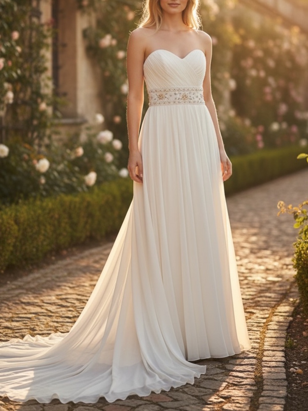 NWT Kirstie Kelly For Disney Weddings Ivory Chiffon Strapless Beaded Bridal Gown
